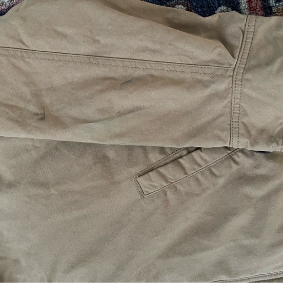 American Eagle Brand Flannel Lined Hooded Jacket Tan L - Picture 5 of 8